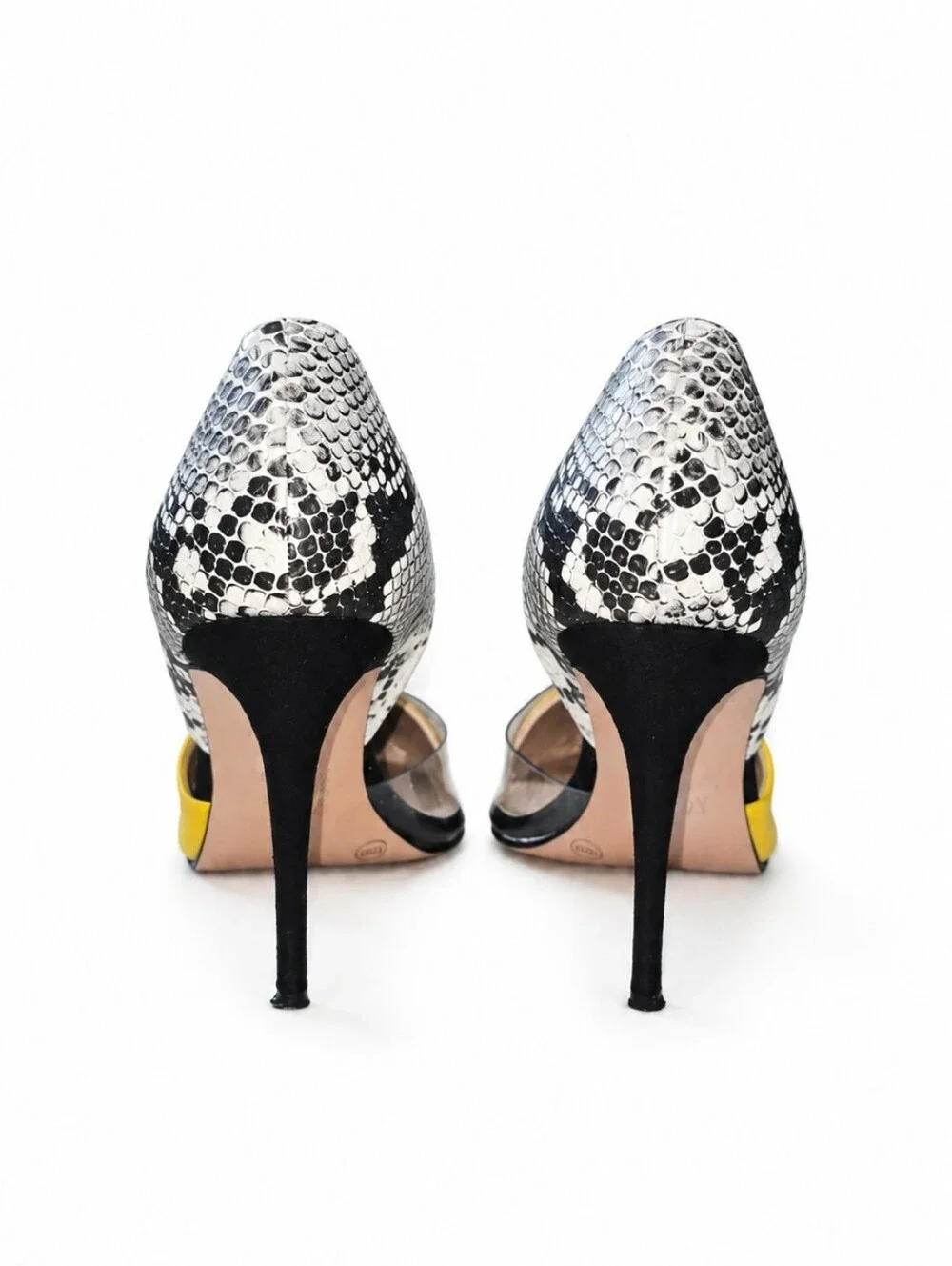 Mix No. 6 DSW Yellow Snake Print Clear Panel Heels - Size 10